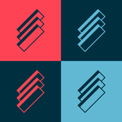 Pop art Cigarette rolling papers pack icon isolated on color background. Vector