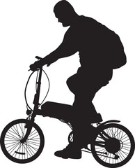 A man with a backpack on an electric bicycle