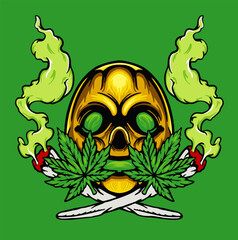 Illustration vector graphic of PUMKIN CANNABIS 1 for apparel design merchandise, such as logos on product packaging
