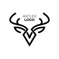 deer head logo. deer head silhouette icon. antlers logo