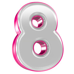 Pink 8 Number 3D Render