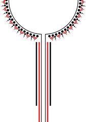 Black and Red neck embroidery design. Editable stroke.