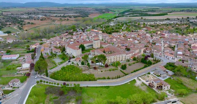 Panoramic aerial view of Caleruega Burgos province Spain