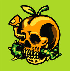 Illustration vector graphic of “PINEAPPLE SKULL” for apparel design merchandise, such as logos on product packaging