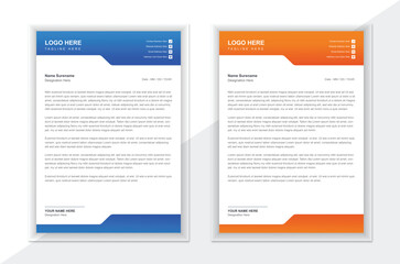 Obraz premium Creative and modern letterhead layout in two colors.