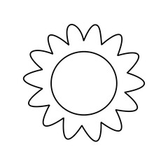 Sun icon. Outline. Vector. Illustration. Black and white icon.