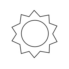 Sun icon. Outline. Vector. Illustration. Black and white icon.