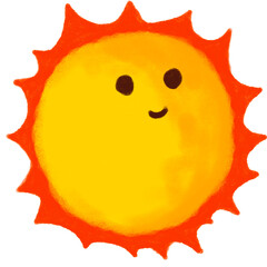 Sun cute drawing by crayon vectors