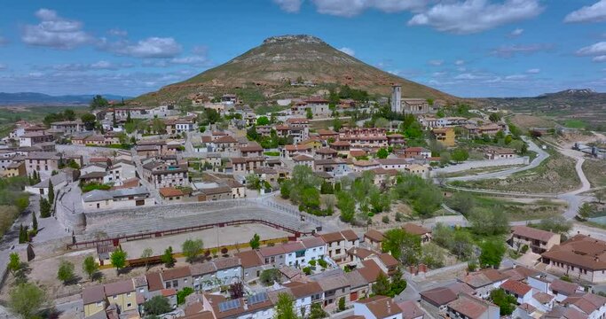Hita in the province of Guadalajara, panoramic aerial view of the center, Spain