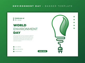 World environment day template in white background with leaf bulb icon design