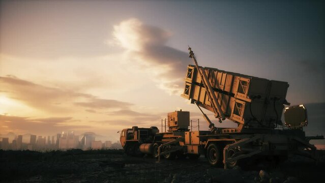 Mobile truck with air defense. Missile defense system