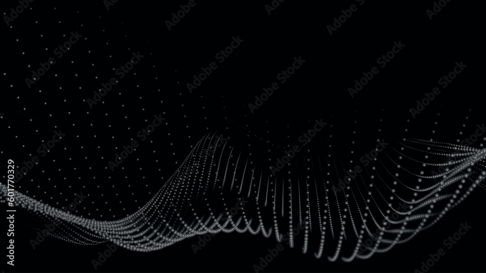Poster abstract digital particle wave. futuristic dotted wave. technology background vector. vector illustr