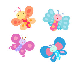 Butterfly elements collection, vector illustration