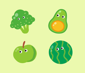 Hand drawn elements vegetables and fruit characters