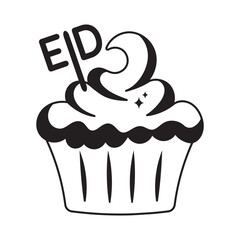 Cupcake doodle vector outline icon. EPS 10 file