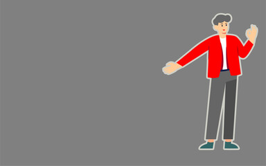 business man pointing space. Hand drawn style vector design illustrations.