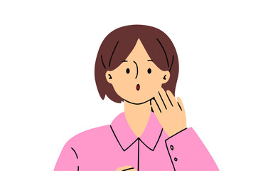 Smiling beautiful woman with curly hairstyle set with different gestures isolated