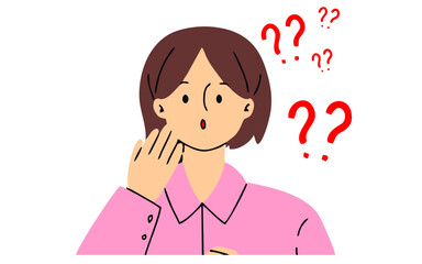 businessman with isometric question mark, girl isolated on a white background Important information, woman with question. Stock flat illustration.