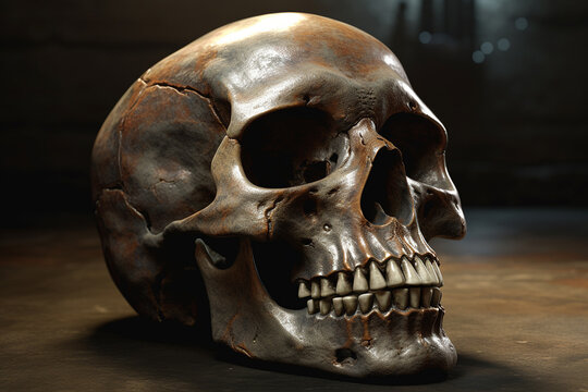skull on a black background Generative AI