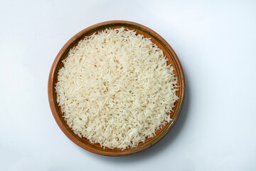 Fototapeta na wymiar White chawal (rice) on white background