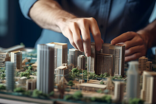 architect designing and building a model house - generative ai