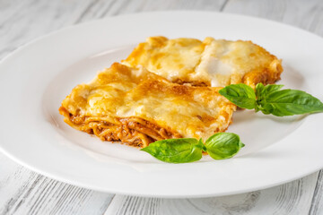 Portion of lasagna
