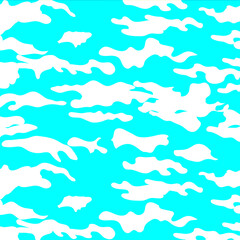 Sky Blue and White Camouflage Allover Pattern Design Artwork