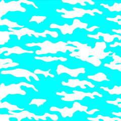 Fototapeta premium Sky Blue and White Camouflage Allover Pattern Design Artwork