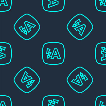 Green line Auto flash icon isolated seamless pattern on blue background. Automatic flash. Vector