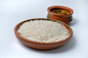 Obraz na płótnie Canvas Traditional Daal Chawal with Spices and Sides