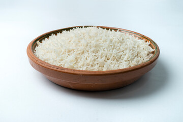 White chawal (rice) on white background