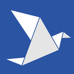 Origami dove stencil on a blue background