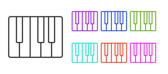 Black line Music synthesizer icon isolated on white background. Electronic piano. Set icons colorful. Vector