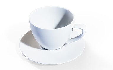 Set of white coffee mugs isolated on white background. clipping path, 3d render