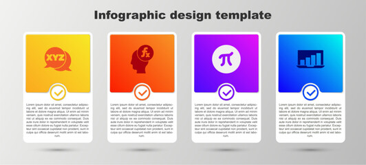 Set XYZ Coordinate system, Function mathematical symbol, Pi and Laptop with graph chart. Business infographic template. Vector