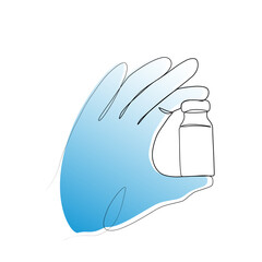 continuous drawing of a bottle in the hand with one line.