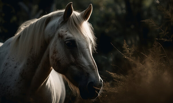 photo of horse in its natural habitat. Generative AI