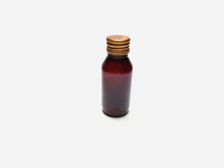 Brown medicine bottle isolated on white background, clipping path.