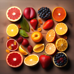 Different types of fresh fruits and berries
