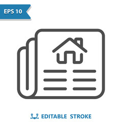 Newspaper Icon. House, Real Estate, News, Ads
