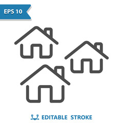 Neighborhood Icon. Suburb, Town, City, Village, House, Houses, Residential Area