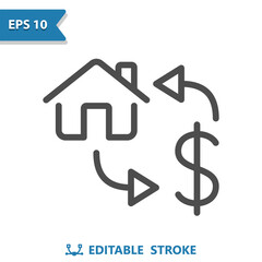 Real Estate Icon. House, Home, Flip, Flipping, Price, Dollar, Housing Market