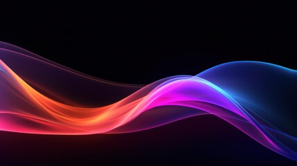 Neon abstract with smooth shining lines on isolated white background - Generated by Generative AI