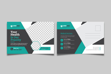 Medical & healthcare postcard flyer template design	