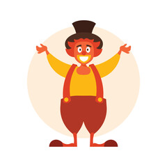 Funny cartoon clown character. Vector illustration in a flat style.