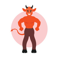 Devil with horns and tail. Vector illustration in flat style.