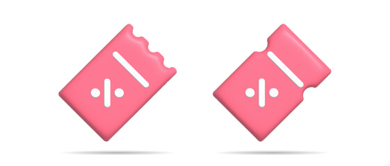 3d promo code, coupon vector icons set. ecommerce promotional offer tags. 3d discount ticket symbol
