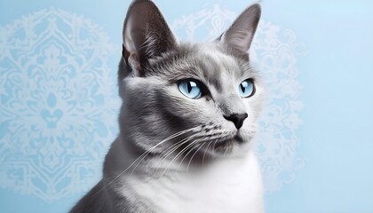 Confidently Captured A Stunning Portrait of a Blue-Eyed Cat, Generative AI