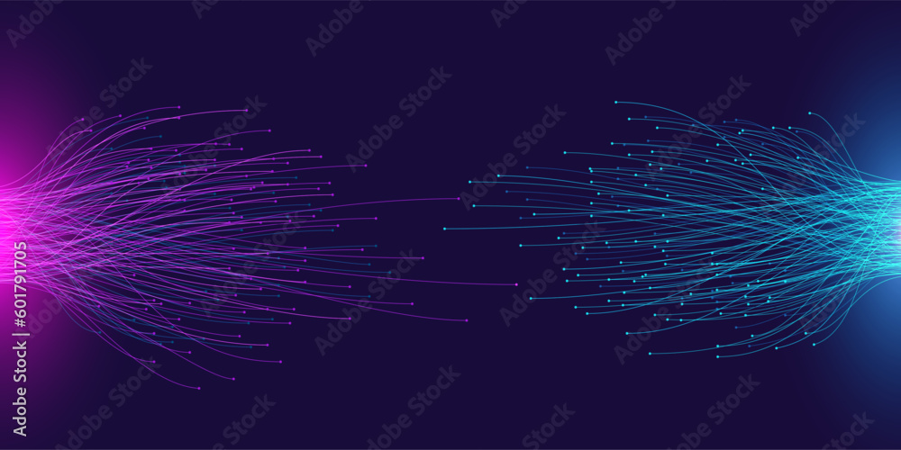 Poster abstract big data background. chaotic network nodes, comparing of two databases and analysts charts 