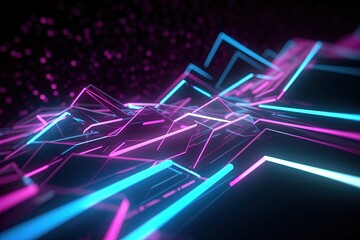 Fototapeta premium abstract futuristic background with pink blue glowing neon moving high speed wave lines and bokeh lights. Data transfer concept Fantastic wallpaper, Ai Generative